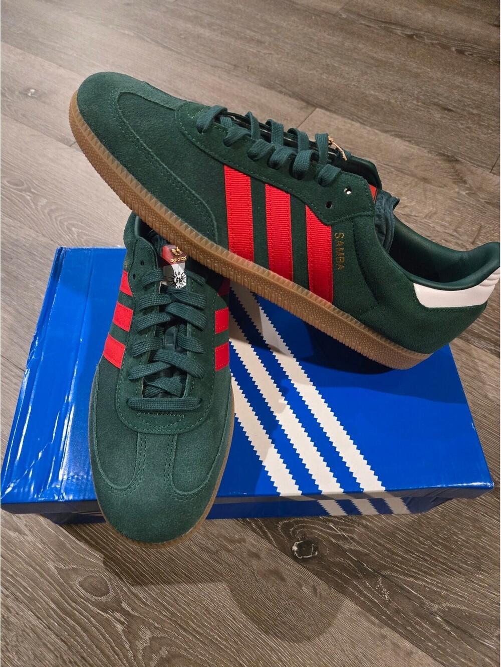 Adidas Samba OG Dark Green Better Scarlet Gum Men Size 12 IH6829 Box